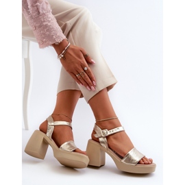 Zazoo 40386 Sandali in pelle da donna su un blocco, Oro d'oro 1