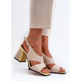 S.Barski Sandali da donna con tacco alto Beige D&amp;A MR38-153 2