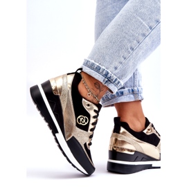 Evento Sneakers Con Zeppa Con Lacci Da Donna Nere E Oro Genova nero 3