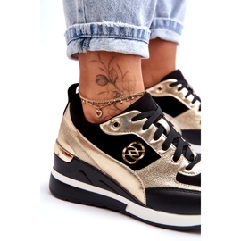 Evento Sneakers Con Zeppa Con Lacci Da Donna Nere E Oro Genova nero 2