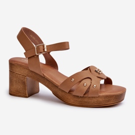 Sandali Con Tacco Alto Da Donna In Eco Pelle, Colore Marrone Assames 1