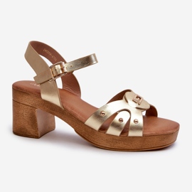 Sandali con Tacco Alto da Donna Realizzati in Eco Pelle, Assames Dorato d'oro 1