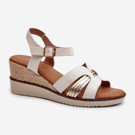 Sandali Con Zeppa Da Donna Con Intreccio, Starlenna Bianco/Oro 1