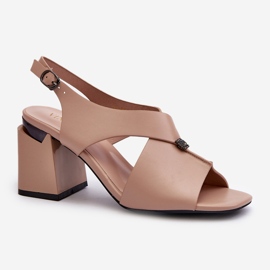 Vinceza Sandali eleganti da donna con tacco alto, Asellesa in ecopelle Beige 1