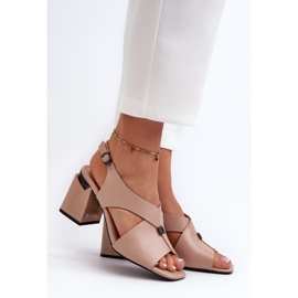 Vinceza Sandali eleganti da donna con tacco alto, Asellesa in ecopelle Beige 2