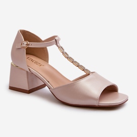 Vinceza Sandali Da Donna Con Tacco Alto A Blocco Con Cinturino Decorativo, Eco Pelle, Obivena Oro beige 1