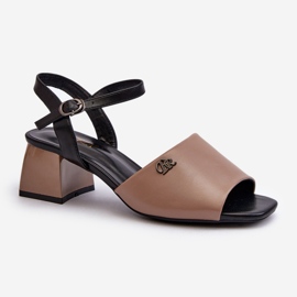 Vinceza Sandali Eleganti da Donna Realizzati in Eco Pelle su Blocco, Beige Vattima 1