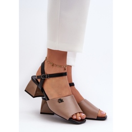 Vinceza Sandali Eleganti da Donna Realizzati in Eco Pelle su Blocco, Beige Vattima 2
