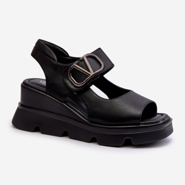 Vinceza Sandali Da Donna Con Zeppa E Plateau In Eco Pelle, Triaola Nera nero 1