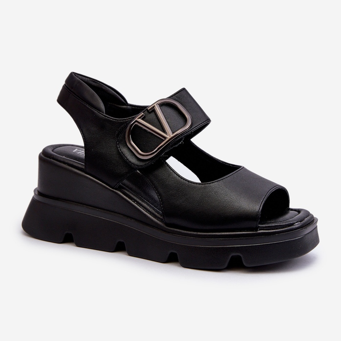 Vinceza Sandali Da Donna Con Zeppa E Plateau In Eco Pelle, Triaola Nera nero 1