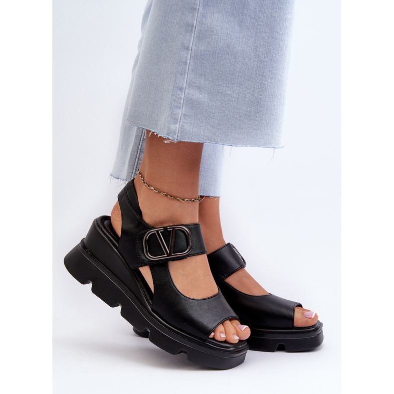 Vinceza Sandali Da Donna Con Zeppa E Plateau In Eco Pelle, Triaola Nera nero 2