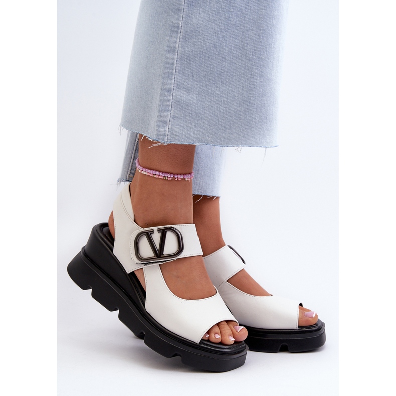 Vinceza Sandali con Zeppa e Plateau da Donna in Eco Pelle, Triaola Bianco 2