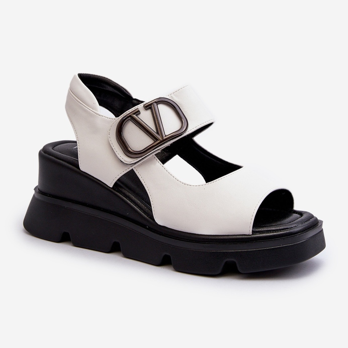 Vinceza Sandali con Zeppa e Plateau da Donna in Eco Pelle, Triaola Bianco 1