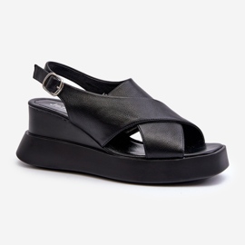 Sandali da Donna in Eco Pelle con Plateau e Zeppa, Nero Vaiara 1