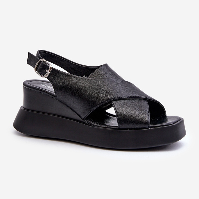 Sandali da Donna in Eco Pelle con Plateau e Zeppa, Nero Vaiara 1