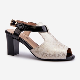 Jezzi Sandali con Tacco Alto da Donna Realizzati in Eco Pelle, Oro e Nero Queenmarie d'oro 1
