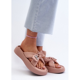 Infradito da Donna in Pelle con Plateau Rosa GOE NN2N4109 2