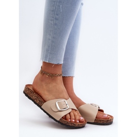 Infradito da donna con plateau in sughero con fibbia, Moaxi beige 1