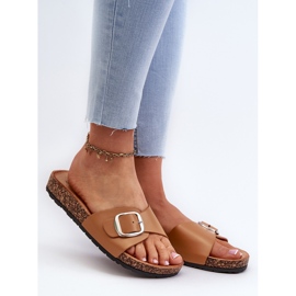 Infradito da donna con plateau in sughero con fibbia, colore marrone Moaxi 2