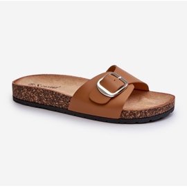 Infradito da donna con plateau in sughero con fibbia, colore marrone Moaxi 1