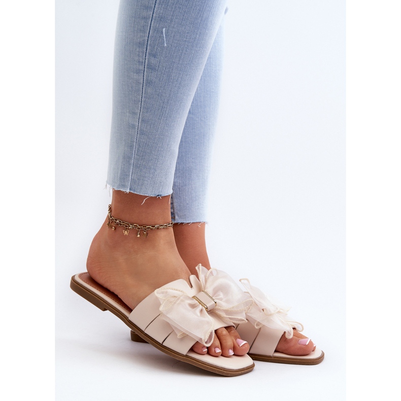 Infradito Piatti Da Donna Con Fiocco, Beige Balinda 2