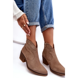 S.Barski Stivali da cowboy in pelle scamosciata con cerniera D&amp;A SN622-29 Beige scuro 1