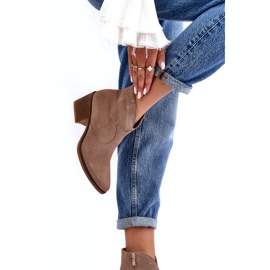 S.Barski Stivali da cowboy in pelle scamosciata con cerniera D&amp;A SN622-29 Beige scuro 2