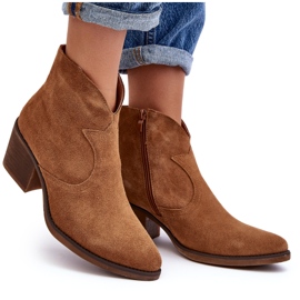S.Barski Stivali da cowboy in pelle scamosciata con cerniera D&amp;A SN622-29 Cammello marrone 4