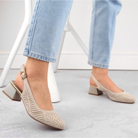Sandali con tacco da donna in camoscio beige Jezzi RMR2263-4 2
