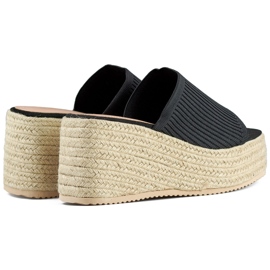 Infradito espadrillas nere con zeppa alta nero 1