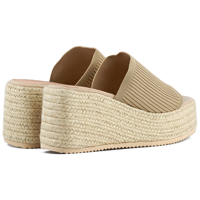 Infradito espadrillas beige con zeppa alta 1