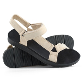 Sandali sportivi da donna beige con chiusura in velcro 1