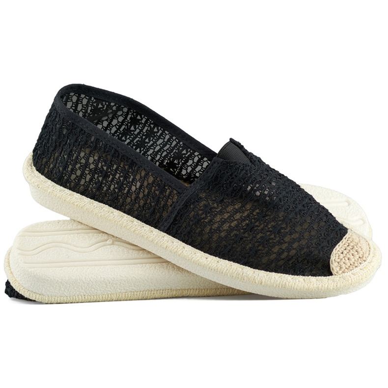 Espadrillas in rete nera, espadrillas ariose da donna nero 1