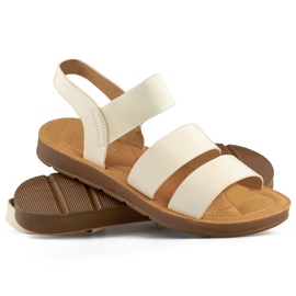 Sandali slip-on da donna beige con fascia elastica 1