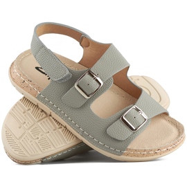Sandali da donna comodi e leggeri con chiusura in velcro grigio 1