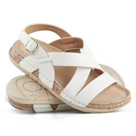 Sandali da donna bianchi con sottopiede in pelle bianca 1