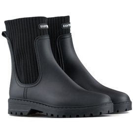 Stivali Wellington da donna neri con tomaia a calzino elastico nero 1