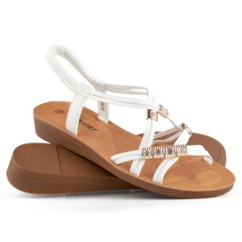 Sandali da donna con fascia elastica con decoro oro bianco 1