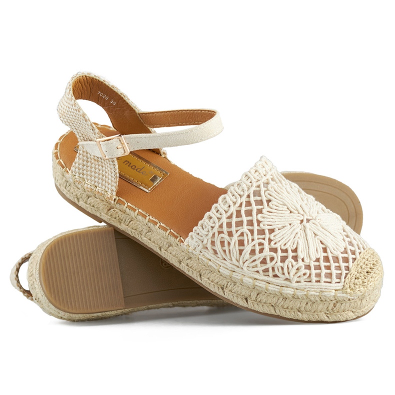 Sandali espadrillas beige con suola spessa, espadrillas intrecciate 1
