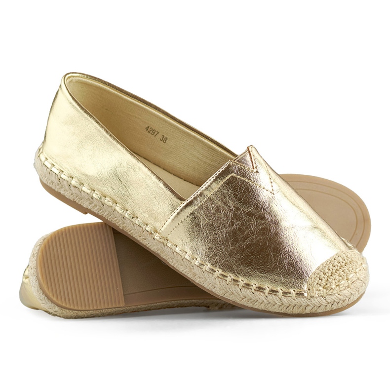 Espadrillas dorate da donna, comode scarpe dorate per l'estate d'oro 1