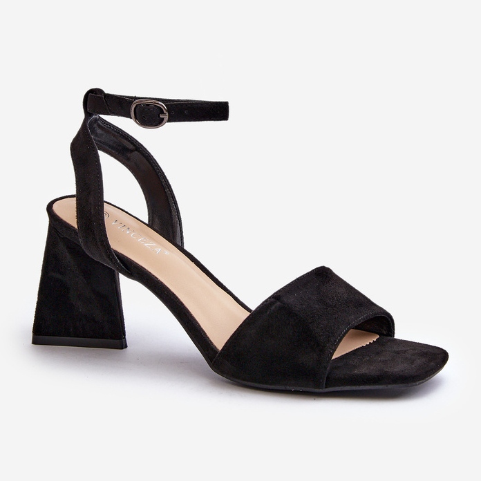 Vinceza Sandali con Tacco Alto da Donna Realizzati in Eco Camoscio Nero Upttima 1