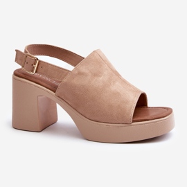 Vinceza Sandali da Donna Realizzati in Eco Camoscio con Plateau e Tacco Alto, Vatle Beige 1
