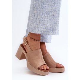 Vinceza Sandali da Donna Realizzati in Eco Camoscio con Plateau e Tacco Alto, Vatle Beige 2