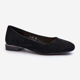 Ballerine da donna in ecopelle scamosciata con tacco basso, nere Sergio Leone PB202 nero 1