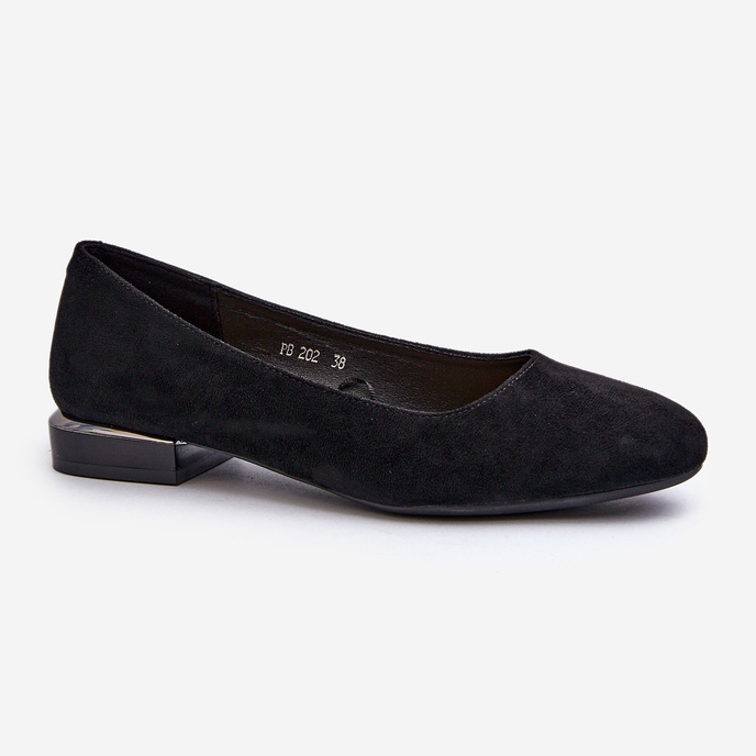 Ballerine da donna in ecopelle scamosciata con tacco basso, nere Sergio Leone PB202 nero 1