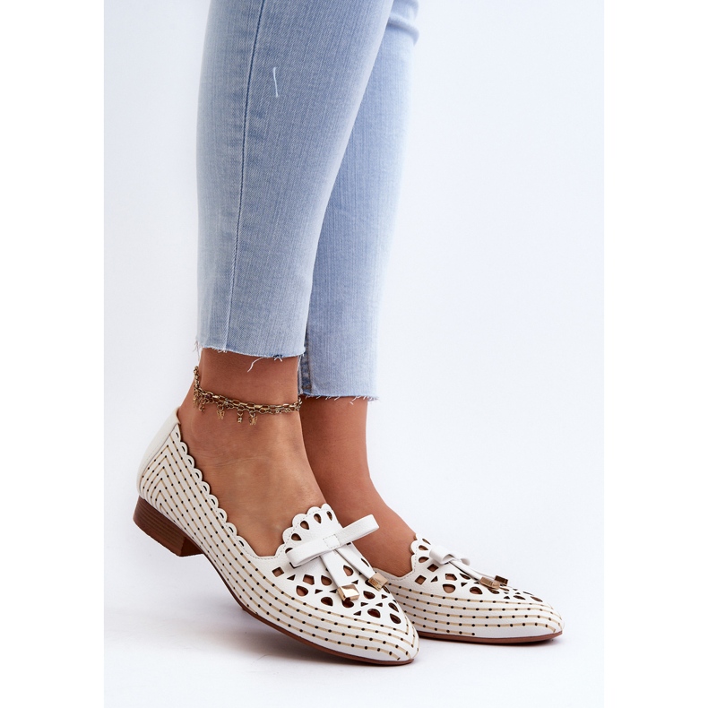 Jezzi Ballerine Traforate Con Fiocco da Donna, Nestavia Bianco bianca 2
