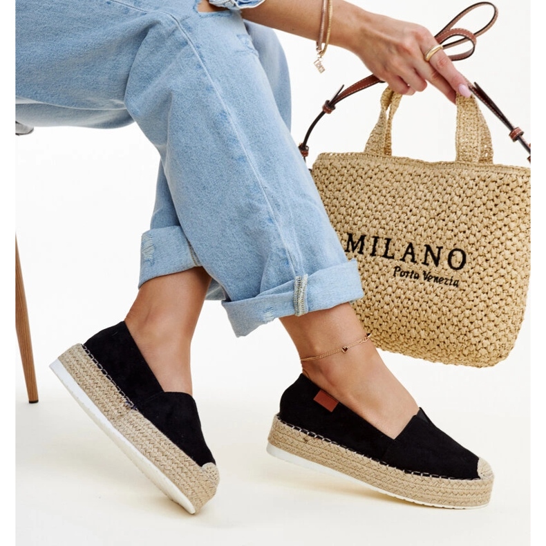 Espadrillas nere con plateau alto Masia nero 1
