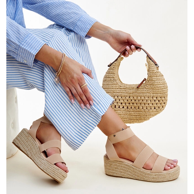 Sandali con zeppa beige Minna 1