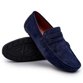 Mckeylor Mocassini da uomo in ecopelle scamosciata, Blu Navy 4