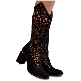 Lewski Shoes Stivali Traforati in Pelle Scamosciata Leewski Shoes 3234 Nero 4